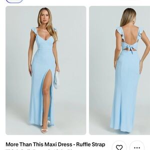Showpo Light Blue Maxi Dress with Ruffle Straps